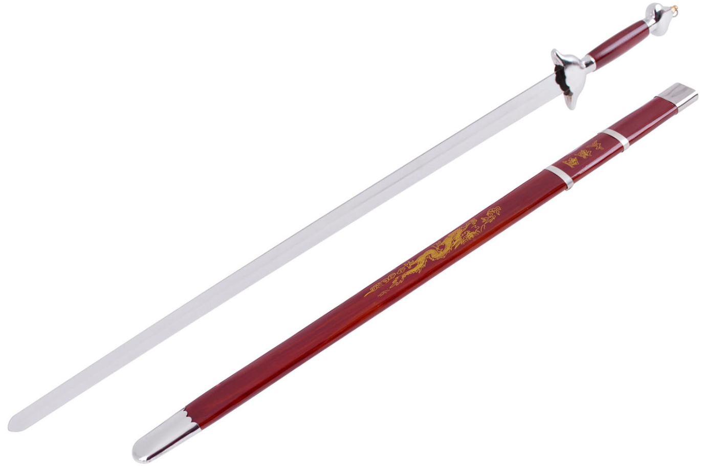 Tai Ji-sværd – Tai Chi – Luksusudgave – Semistift blad (Copie) (Copie) 5 Épée d'initiation de Tai Chi Chuan avec Fourreau Rouge