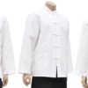 Traditionel »Tangzhuang«-bluse med lange ærmer, hvid