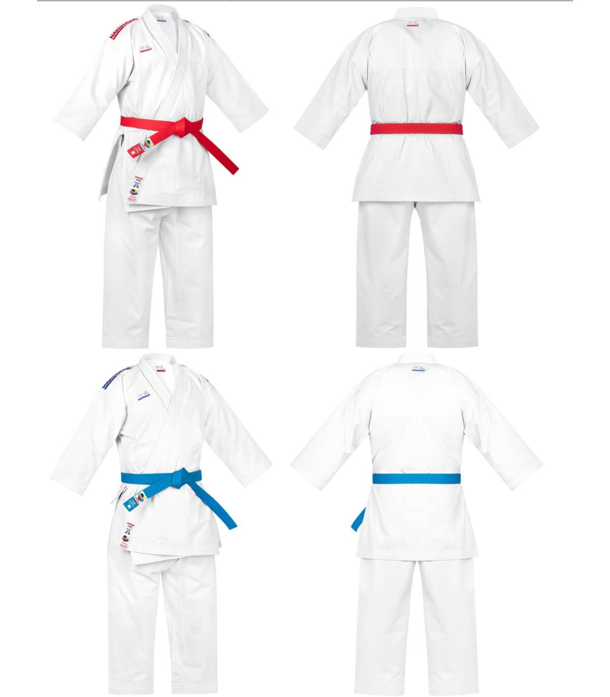 Vendbar kimono Karate Kamikaze Premier Kata AKA/AHO, broderede skuldre i rød og blå 4 Karatedragt Kamikaze Premier Kata WKF vendbar, skuldre broderet i rød og blå