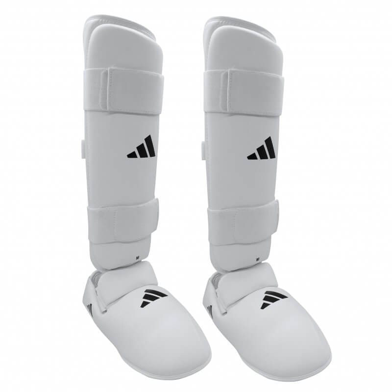 Adidas karate skinnebens- og fodbeskyttere - hvid - WKF 3 Adidas Karate skinnebens- og fodbeskyttere - hvid - WKF
