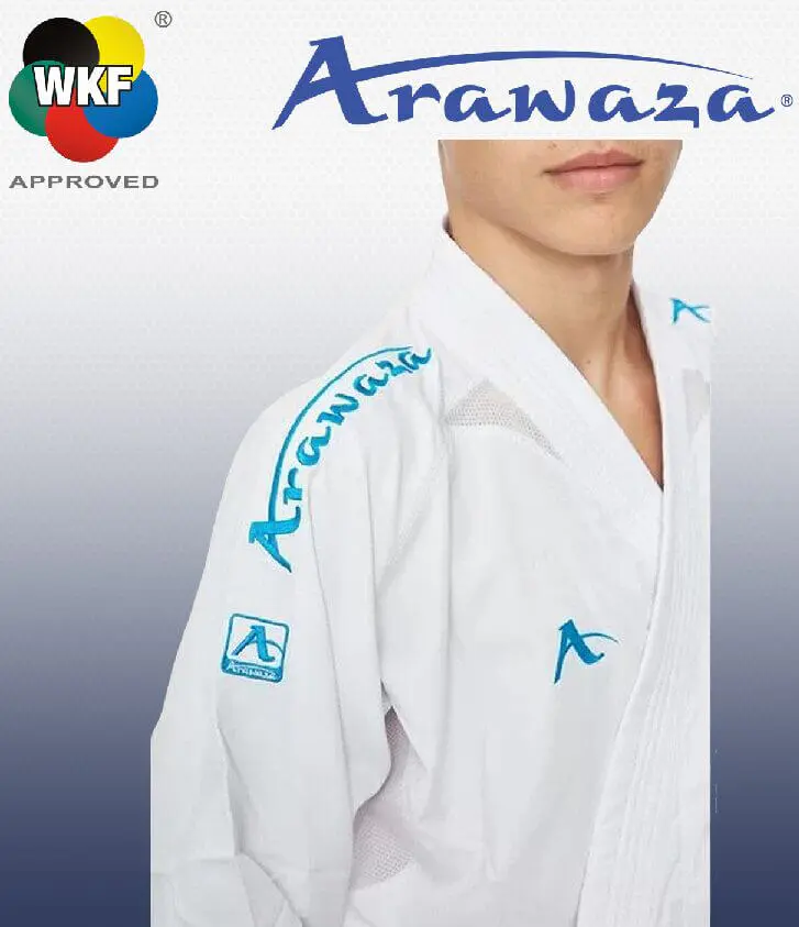 Kimono Arawaza Kumite Deluxe Evo Premier League rød/blå WKF 7 Arawaza