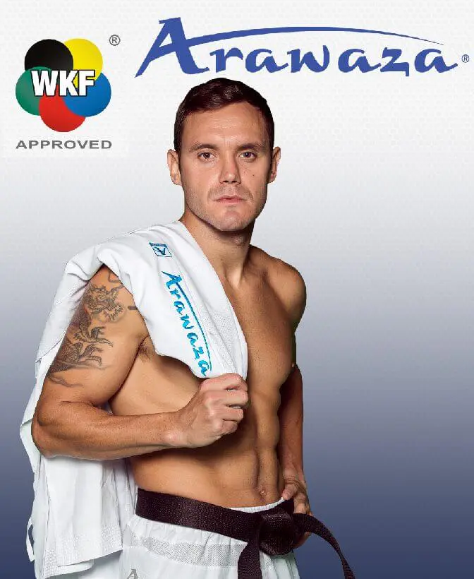 Kimono Arawaza Kumite Deluxe Evo Premier League rød/blå WKF 8 Arawaza