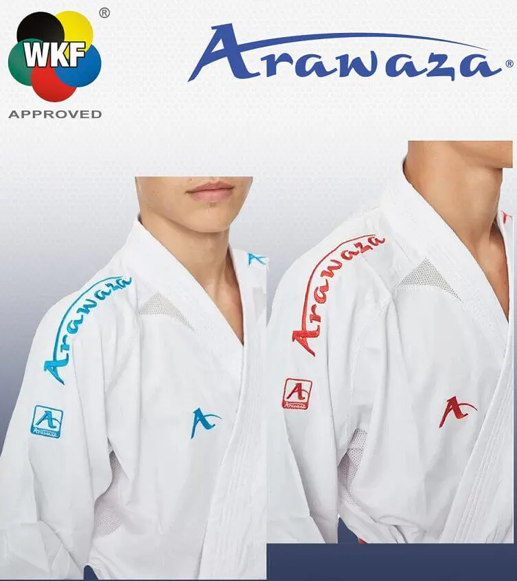 Kimono Arawaza Kumite Deluxe Evo Premier League rød/blå WKF 3 Arawaza