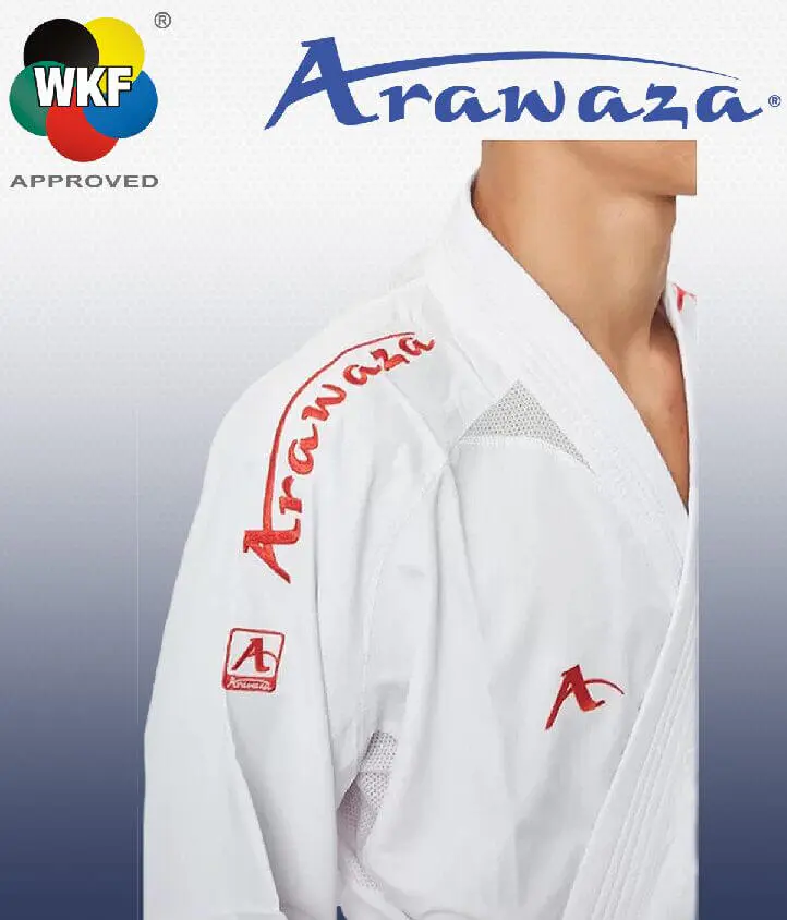 Kimono Arawaza Kumite Deluxe Evo Premier League rød/blå WKF 5 Arawaza