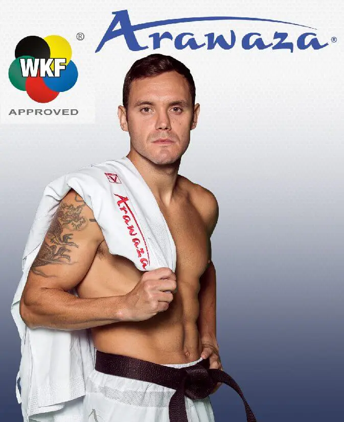 Kimono Arawaza Kumite Deluxe Evo Premier League rød/blå WKF 6 Arawaza