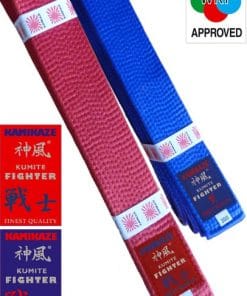 Karate-konkurrencebælte KUMITE-FIGHTER Kamikaze Satin Red eller Blue-wkf-godkendt