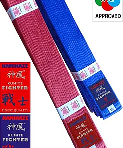Karate-konkurrencebælte KUMITE-FIGHTER Kamikaze Satin Red eller Blue-wkf-godkendt