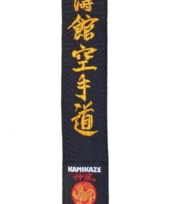 Kamikaze Special Shotokan Black Karate Belt - Bomuld eller satin af høj kvalitet