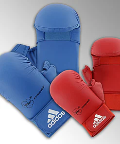 Adidas karatehandsker med tommelfinger - blå eller rød - WKF