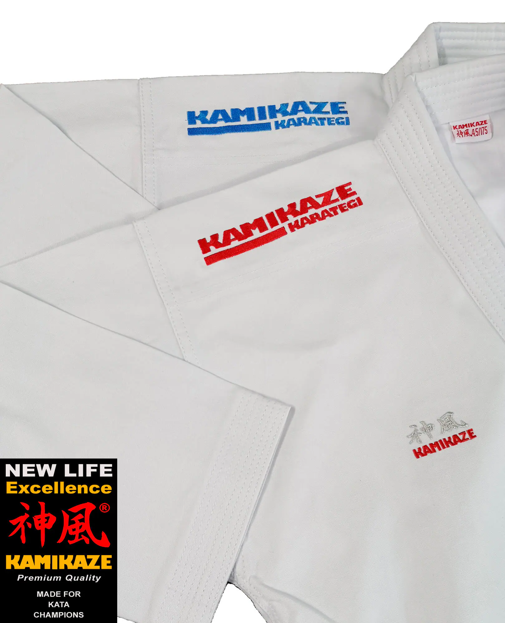 Karatedragt Kamikaze New Life Excellence Rød eller blå 3 new life