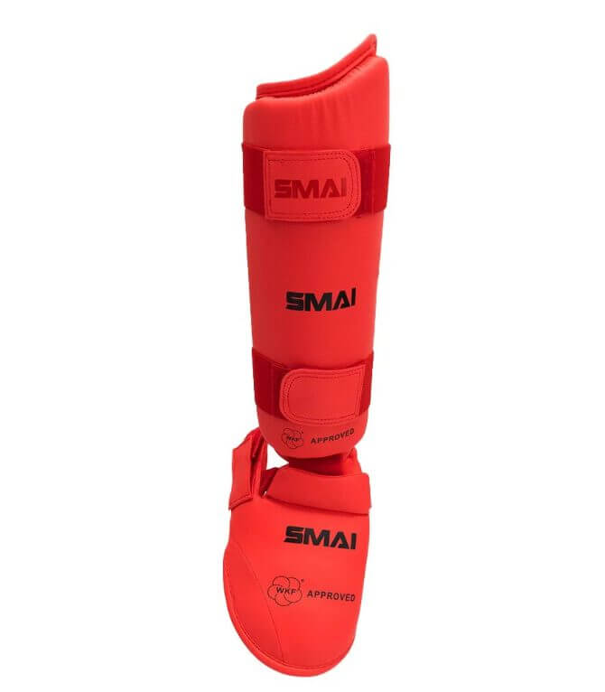 SMAI Karate skinnebens- og fodbeskytter - WKF 9 skinnebens- og karate-fodbeskyttere-smai-wkf-rødt-ansigt