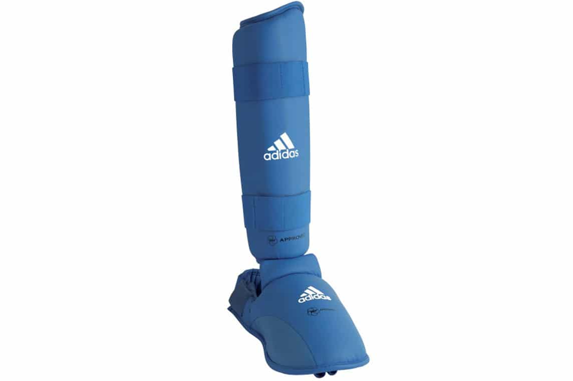 Adidas Karate skinnebens- og fodbeskyttere - blå, rød - WKF 5 Adidas