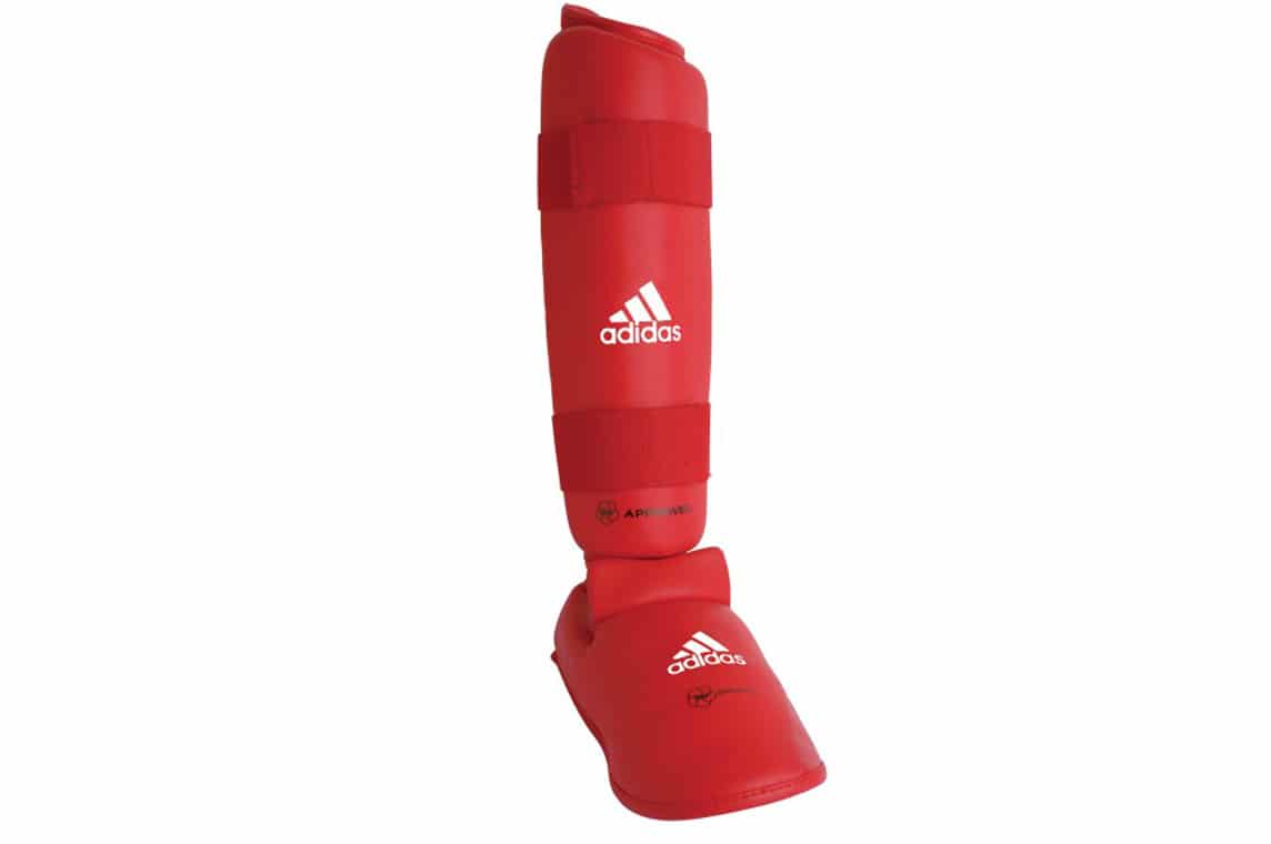 Adidas Karate skinnebens- og fodbeskyttere - blå, rød - WKF 4 Adidas